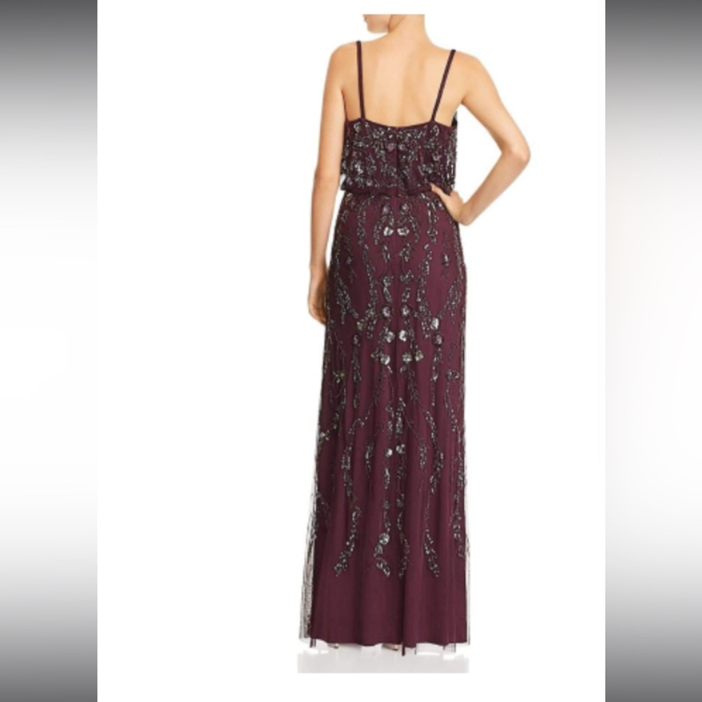 Adrianna Papell Plum Beaded Spaghetti-Strap Maxi Dress - Picture 2 of 10